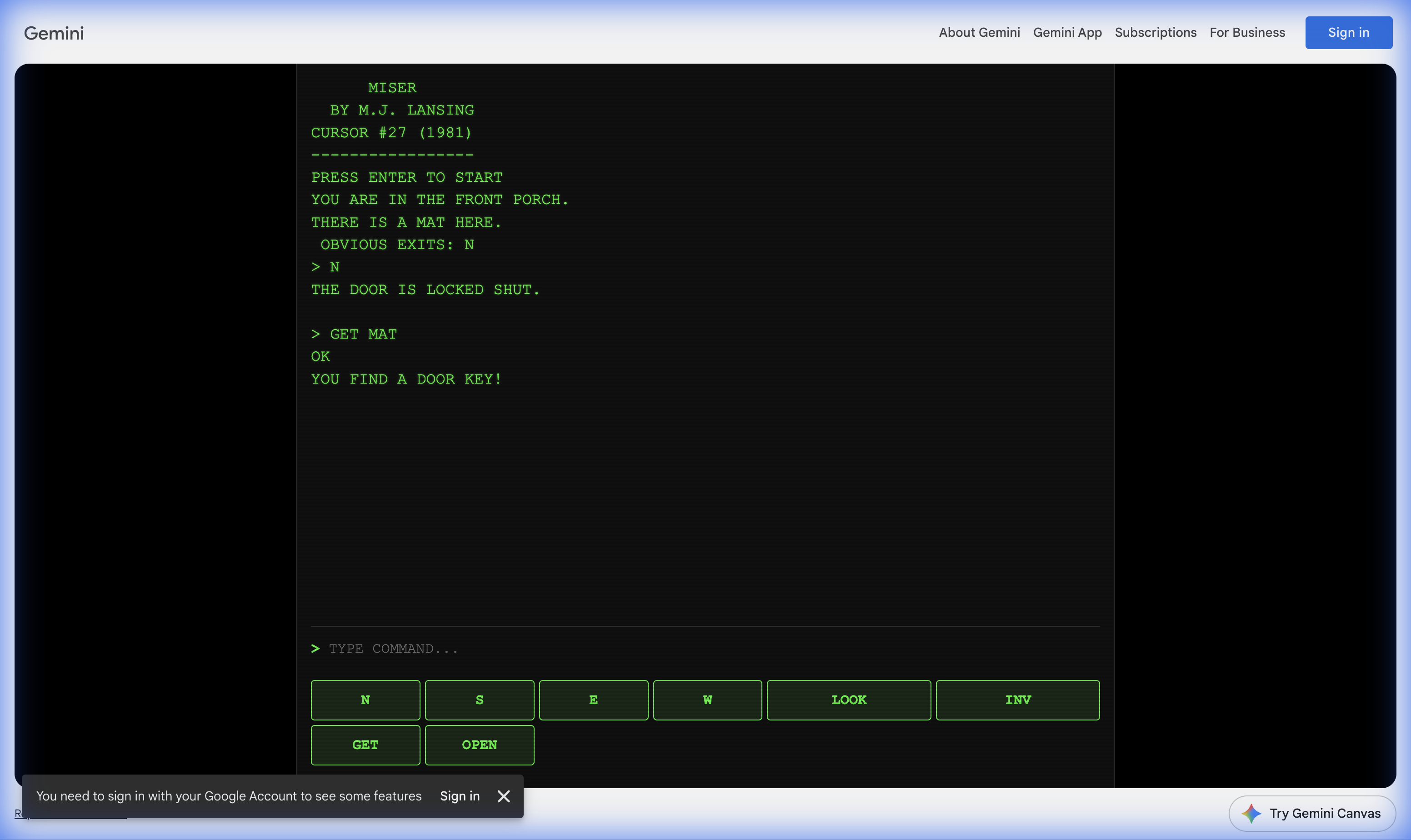 The search for the key begins on the Front Porch.
